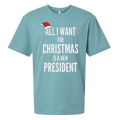 All I Want For Christmas Is A New President Santa Hat Sueded Cloud Jersey T-Shirt