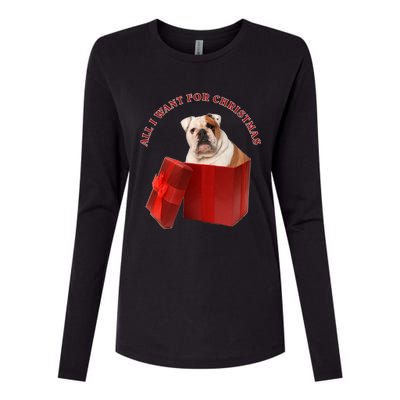 All I Want For Christmas English Bulldog Cool Gift Womens Cotton Relaxed Long Sleeve T-Shirt