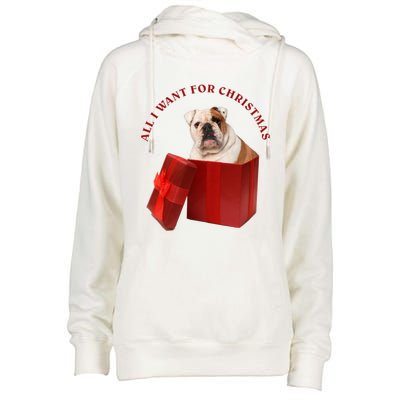 All I Want For Christmas English Bulldog Cool Gift Womens Funnel Neck Pullover Hood