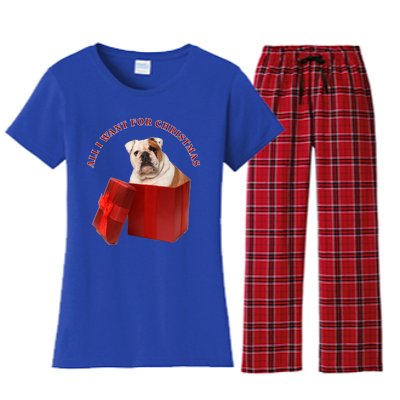 All I Want For Christmas English Bulldog Cool Gift Women's Flannel Pajama Set