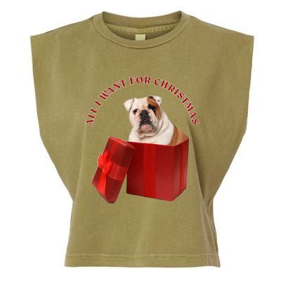 All I Want For Christmas English Bulldog Cool Gift Garment-Dyed Women's Muscle Tee