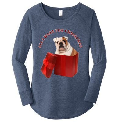 All I Want For Christmas English Bulldog Cool Gift Women's Perfect Tri Tunic Long Sleeve Shirt