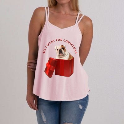 All I Want For Christmas English Bulldog Cool Gift Women's Strappy Tank