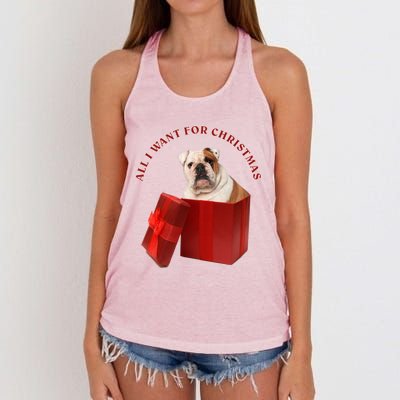 All I Want For Christmas English Bulldog Cool Gift Women's Knotted Racerback Tank