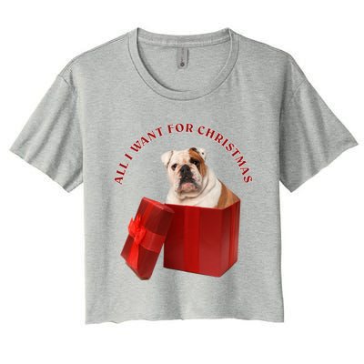 All I Want For Christmas English Bulldog Cool Gift Women's Crop Top Tee