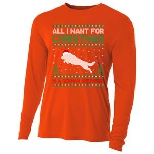 All I Want For Xmas Is A Ger Shepherd Dog Ugly Christmas Gift Cooling Performance Long Sleeve Crew