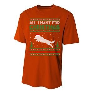 All I Want For Xmas Is A Ger Shepherd Dog Ugly Christmas Gift Performance Sprint T-Shirt