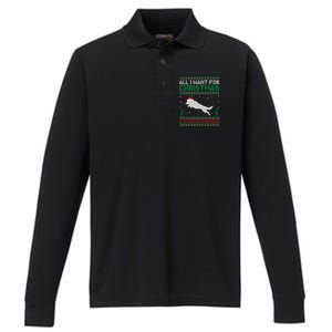 All I Want For Xmas Is A Ger Shepherd Dog Ugly Christmas Gift Performance Long Sleeve Polo