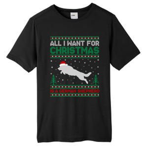 All I Want For Xmas Is A Ger Shepherd Dog Ugly Christmas Gift Tall Fusion ChromaSoft Performance T-Shirt