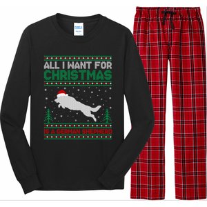 All I Want For Xmas Is A Ger Shepherd Dog Ugly Christmas Gift Long Sleeve Pajama Set