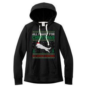 All I Want For Xmas Is A Ger Shepherd Dog Ugly Christmas Gift Women's Fleece Hoodie