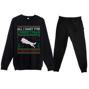 All I Want For Xmas Is A Ger Shepherd Dog Ugly Christmas Gift Premium Crewneck Sweatsuit Set