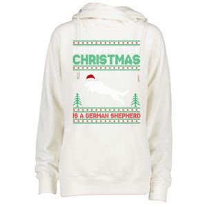 All I Want For Xmas Is A Ger Shepherd Dog Ugly Christmas Gift Womens Funnel Neck Pullover Hood