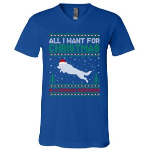 All I Want For Xmas Is A Ger Shepherd Dog Ugly Christmas Gift V-Neck T-Shirt