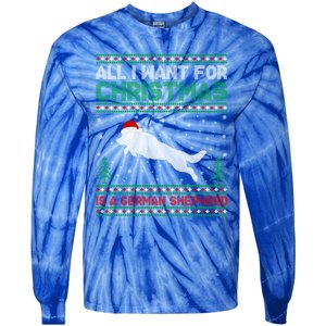 All I Want For Xmas Is A Ger Shepherd Dog Ugly Christmas Gift Tie-Dye Long Sleeve Shirt