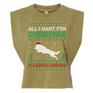 All I Want For Xmas Is A Ger Shepherd Dog Ugly Christmas Gift Garment-Dyed Women's Muscle Tee