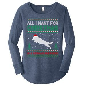 All I Want For Xmas Is A Ger Shepherd Dog Ugly Christmas Gift Women's Perfect Tri Tunic Long Sleeve Shirt