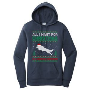 All I Want For Xmas Is A Ger Shepherd Dog Ugly Christmas Gift Women's Pullover Hoodie