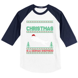 All I Want For Xmas Is A Ger Shepherd Dog Ugly Christmas Gift Baseball Sleeve Shirt