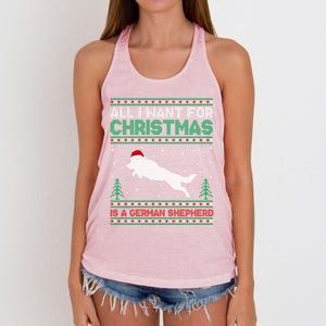 All I Want For Xmas Is A Ger Shepherd Dog Ugly Christmas Gift Women's Knotted Racerback Tank