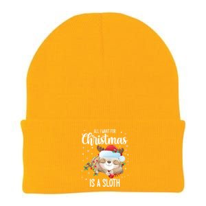 All I Want For Christmas Is A Sloth Cute Sleeping Sloth Gift Knit Cap Winter Beanie