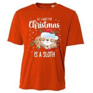 All I Want For Christmas Is A Sloth Cute Sleeping Sloth Gift Cooling Performance Crew T-Shirt