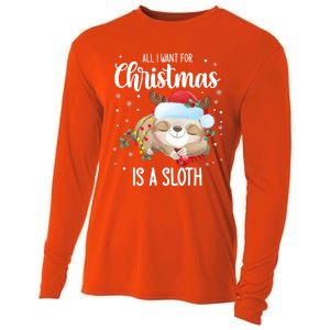 All I Want For Christmas Is A Sloth Cute Sleeping Sloth Gift Cooling Performance Long Sleeve Crew