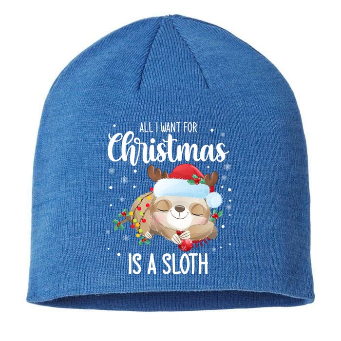 All I Want For Christmas Is A Sloth Cute Sleeping Sloth Gift Sustainable Beanie