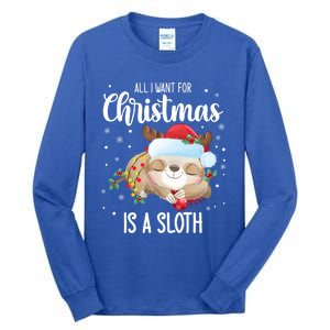 All I Want For Christmas Is A Sloth Cute Sleeping Sloth Gift Tall Long Sleeve T-Shirt