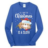 All I Want For Christmas Is A Sloth Cute Sleeping Sloth Gift Tall Long Sleeve T-Shirt