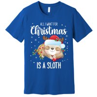 All I Want For Christmas Is A Sloth Cute Sleeping Sloth Gift Premium T-Shirt