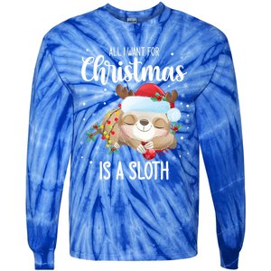 All I Want For Christmas Is A Sloth Cute Sleeping Sloth Gift Tie-Dye Long Sleeve Shirt