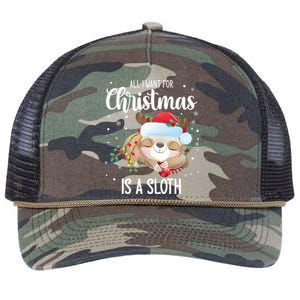 All I Want For Christmas Is A Sloth Cute Sleeping Sloth Gift Retro Rope Trucker Hat Cap