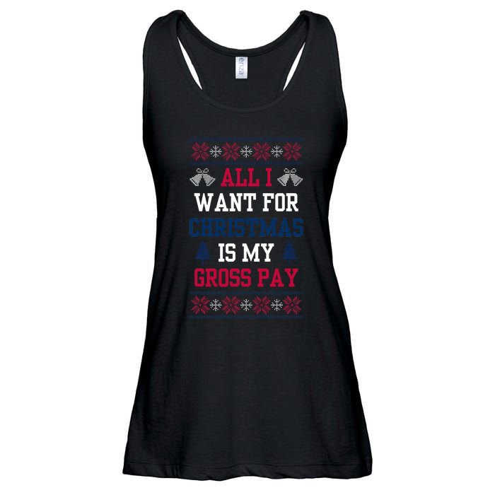 All I Want For Christmas Is My Gross Pay Joke Ladies Essential Flowy Tank