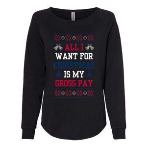 All I Want For Christmas Is My Gross Pay Joke Womens California Wash Sweatshirt