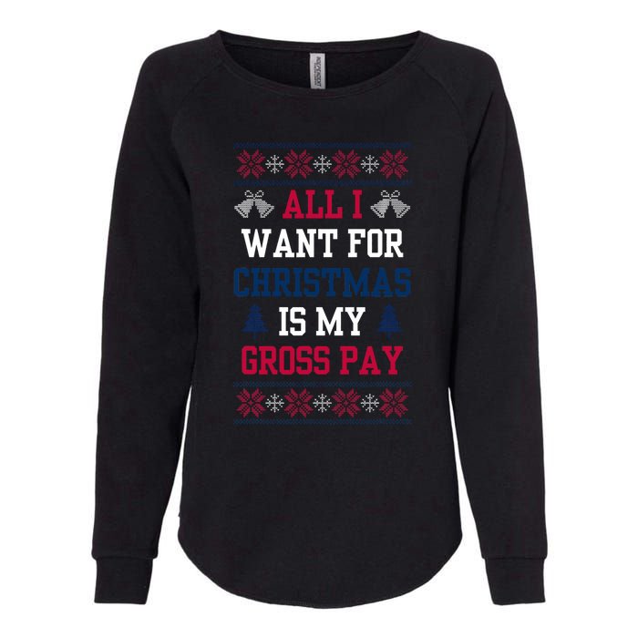 All I Want For Christmas Is My Gross Pay Joke Womens California Wash Sweatshirt