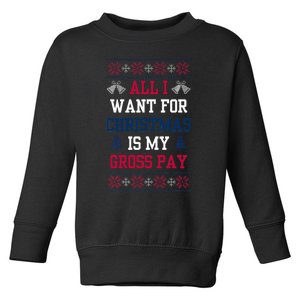 All I Want For Christmas Is My Gross Pay Joke Toddler Sweatshirt