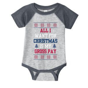 All I Want For Christmas Is My Gross Pay Joke Infant Baby Jersey Bodysuit