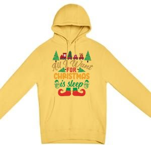 All I Want For Christmas Is Sleep Funny Christmas Funny Funny Gift Premium Pullover Hoodie