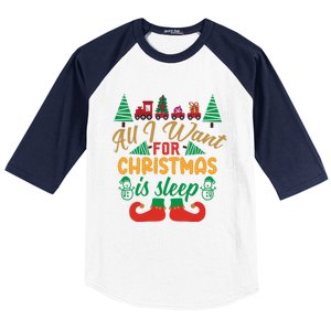 All I Want For Christmas Is Sleep Funny Christmas Funny Funny Gift Baseball Sleeve Shirt