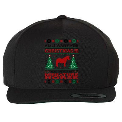 All I Want For Christmas More Time With Miniature Horse Funny Gift Wool Snapback Cap