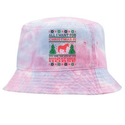 All I Want For Christmas More Time With Miniature Horse Funny Gift Tie-Dyed Bucket Hat