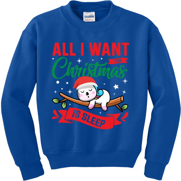 All I Want For Christmas Is Sleep Funny Napping Unicorn Gift Kids Sweatshirt