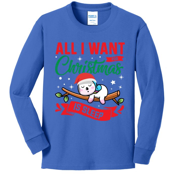 All I Want For Christmas Is Sleep Funny Napping Unicorn Gift Kids Long Sleeve Shirt