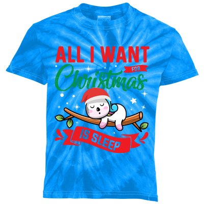 All I Want For Christmas Is Sleep Funny Napping Unicorn Gift Kids Tie-Dye T-Shirt