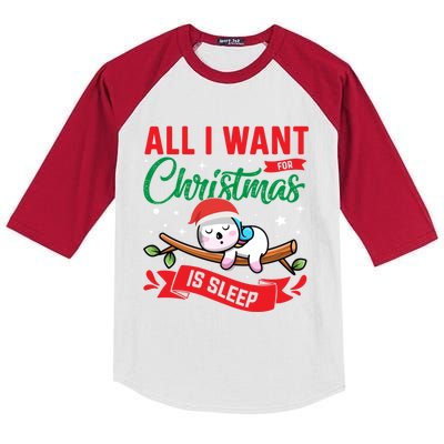 All I Want For Christmas Is Sleep Funny Napping Unicorn Gift Kids Colorblock Raglan Jersey