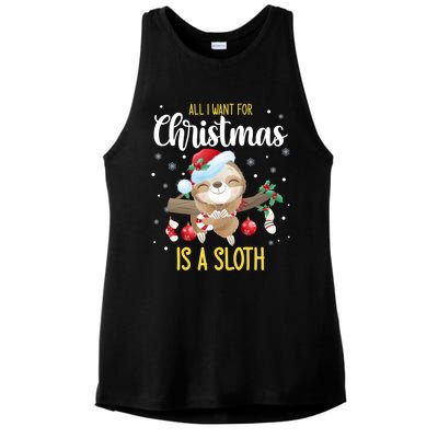 All I Want For Christmas Is A Sloth Funny Sleeping Sloth Gift Ladies PosiCharge Tri-Blend Wicking Tank