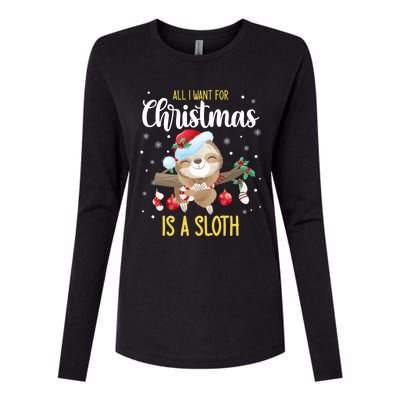 All I Want For Christmas Is A Sloth Funny Sleeping Sloth Gift Womens Cotton Relaxed Long Sleeve T-Shirt