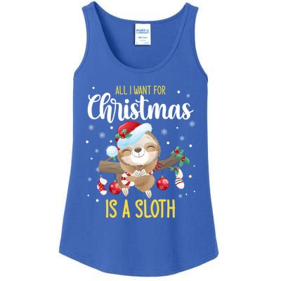 All I Want For Christmas Is A Sloth Funny Sleeping Sloth Gift Ladies Essential Tank