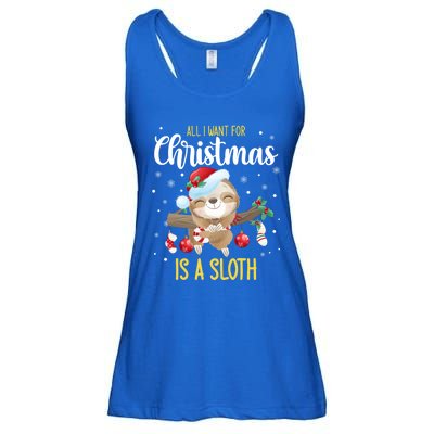 All I Want For Christmas Is A Sloth Funny Sleeping Sloth Gift Ladies Essential Flowy Tank